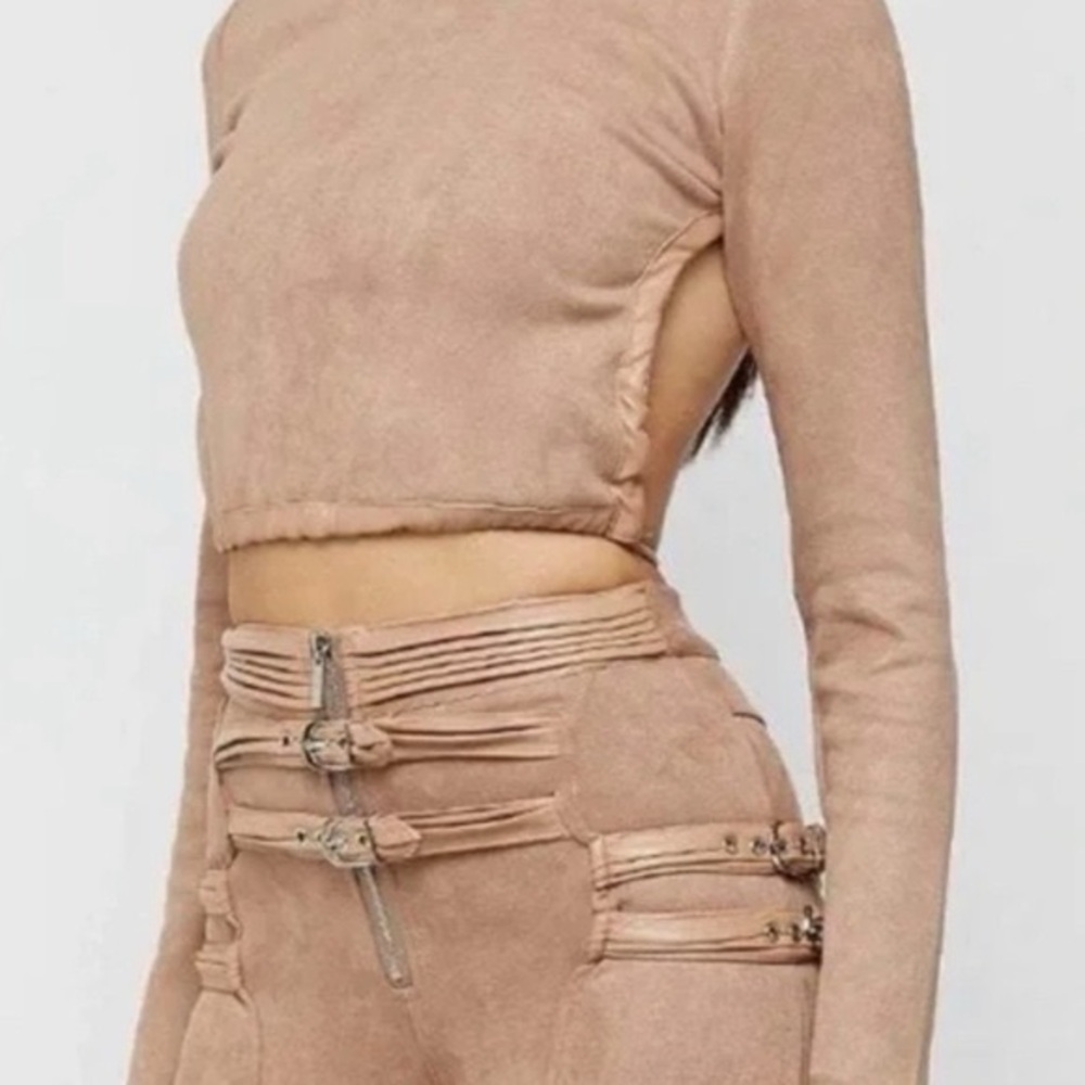 NWT Maniere De Voir Backless Faux Suede Crop Top